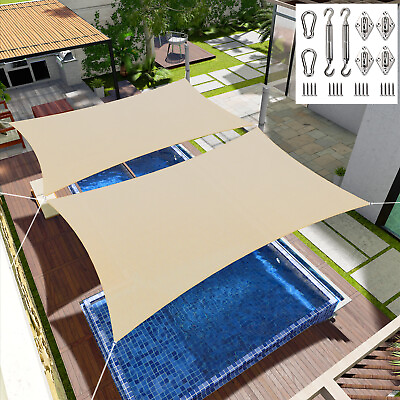 #ad Beige 10 15FT Sun Shade Sail Canopy UV Block Sun Shade Backyard Deck Pool Cover $151.99