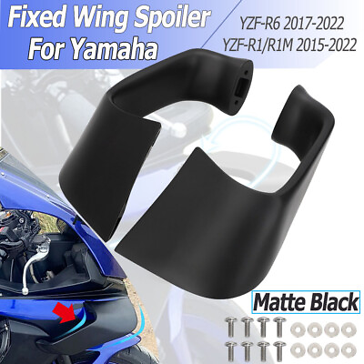 #ad Front Spoiler Fixed Winglet Wind Wing For Yamaha YZF R1 R1M R6 15 22 Matte Black $117.99