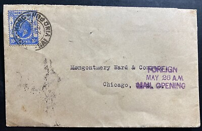 #ad 1922 Hong Kong Commercial Vintage Cover to Chicago IL USA $179.99