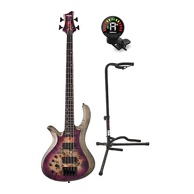 #ad Schecter Riot 4 Left Handed Bass Guitar in Aurora Burst with Stand and Tuner $1199.00
