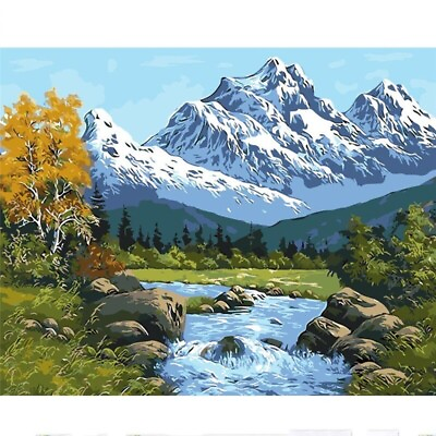 #ad Paint By Numbers Adults kids Mountains Landscape DIY Painting Kit 40x50CM Canvas $13.30