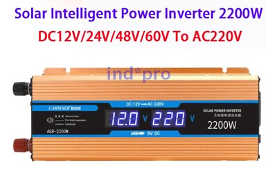 #ad DC12 24 48 60V To AC220V CARMEAR AER 2200W Solar Intelligent Power Inverter New $145.83