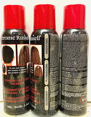 #ad JEROME RUSSELL SILVER GRAY TEMPORARY SPRAY HAIR COLOR THICKENER 3.5 OZ 3 CANS $24.88