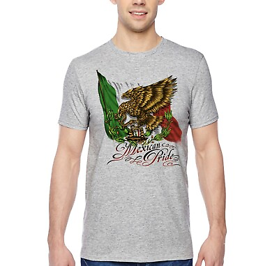 #ad Men#x27;s Mexico Eagle La Bandera Mexican Pride Flag Cinco De Mayo Crewneck T Shirt $16.49