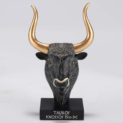 #ad 3 1 2 Inch The Cretan Bull Bust Polyresin Hand Painted Greek Collectible Figurin $15.75