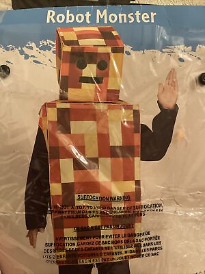 #ad Orange Robot Monster Child Costume Fun World 10 14 Large L $20.10