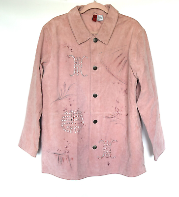 #ad Look East Genuine Leather Suede Pink Geisha Womens Jacket Coat Size L NWT $45.00