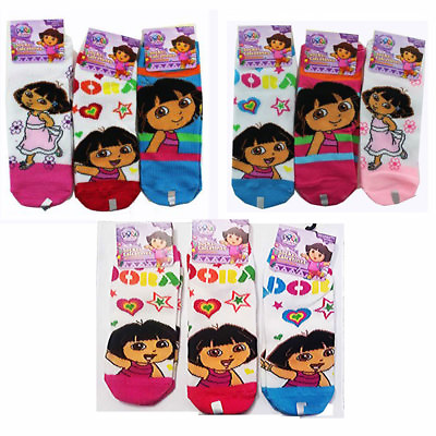 #ad 6 PAIR Dora The Explorer Ankle Socks Girls Kids Sock Size 6 8 Shoes Size 10.5 4 $8.95