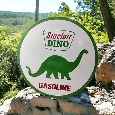 #ad SINCLAIR DINO LARGE 6 FEET ROUND ADVERTISE PORCELAIN ENAMEL SIGN 72 INCHES DSP $4500.00
