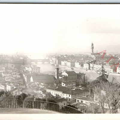 #ad c1940s Florence Italy Piazzale Michelangelo Panorama Real Photo Snapshot C52 $27.50