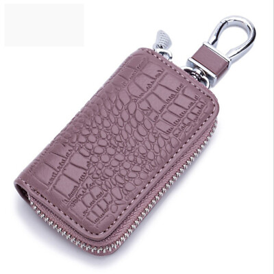 #ad Solid Color Key Bag Universal Key Chain Leather Grain $16.39