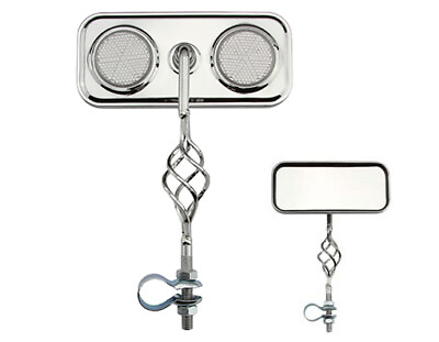 #ad 6quot; LONG LOWRIDER STEEL CAGE MIRRORS IN CHROME W CLEAR REFLECTORS SOLD BY PAIR. $40.25