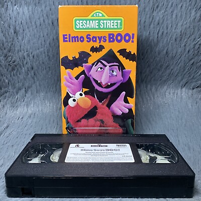 #ad Sesame Street: Elmo Says BOO VHS Elmo The Count Rare Halloween Cartoon Movie $13.49