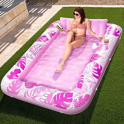 #ad Extra Large Inflatable Tanning Pool Lounger Float fun in summer Pink Blue $38.99