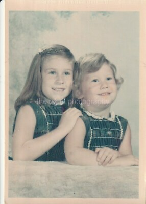 #ad SIsters FOUND PHOTO Girls Color FREE SHIPPING Original Portrait VINTAGE 93 15 YY $12.86