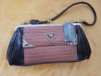 #ad NWT Brown Langdon Leather Magnolia Purse Heart Pocketbook Handbag $17.00