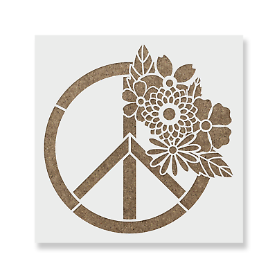 #ad Floral Peace Sign Stencil Reusable Mylar Stencils for Painting $5.99