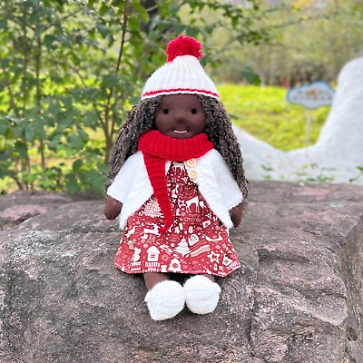 #ad BlissfulPixie Handmade Doll Soft 12quot; African Ebony Dolls Birthday Gift Honoratka $139.00