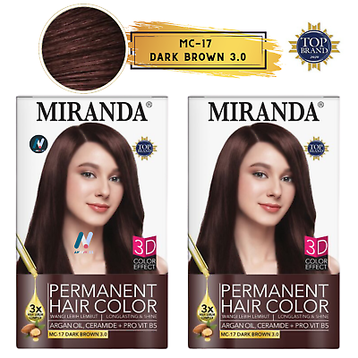 #ad 2X MIRANDA Premium 3D Permanent Hair Dye Shiny Soft Color #MC 17 DARK BROWN 3.0 $33.66