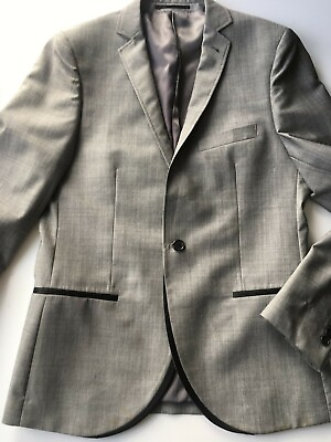 #ad TOPMAN BLAZER Jacket Smart Mens GREY Light 38 Inch Waist Wool Blend Black Trim GBP 10.36