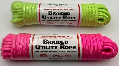 #ad Fluorescent Braided Utility Rope choose Pink or Green 50 ft $10.95