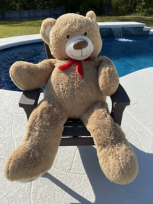 #ad Giant Stuffed Bear 54quot; x 43quot; x 17quot; Soft Cuddly Animal Huge Jumbo Furry Bed Toy $90.00