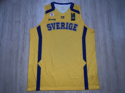Sweden Sverige Official Basketball Shirt Jersey FIBA NBA SPALDING Size L $19.99
