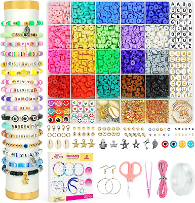 #ad 5000 Pcs Clay Beads Bracelet Making Kit for Beginner $7.99