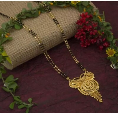 #ad Indian Traditional Gold Plated Wedding Mangalsutra Mala Necklace Fashion Jewelry $15.71