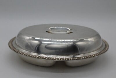 #ad Vintage Meriden International S.P. Co Oval Silver divided plate $10.00