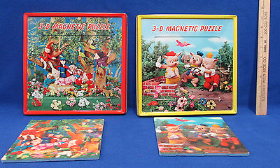 #ad 3D Magnetic Tray Puzzles Snow White amp; 3 Little Pigs Japan Lot Of 2 $12.99