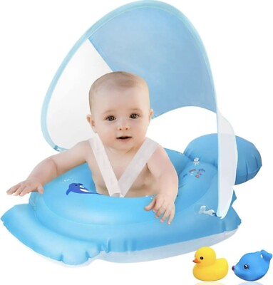 #ad Baby Pool Float Canopy Swimming Add Tail No Flip Inflatable Toddler Toys Summer $5.00