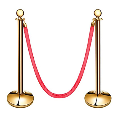 #ad 2PCS Gold Stanchion Posts Crowd Control Queue Barriers with Velvet Rope $76.99