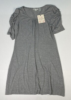 #ad Derek Heart Women’s XL Dress Gray Knit Balloon Ruched Sleeve New Tags Shift $12.99