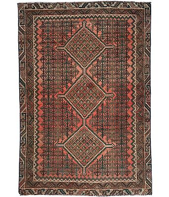 #ad Geometric Tribal Semi Antique Wool 5X8 Distressed Oriental Rug Farmhouse Carpet $611.00