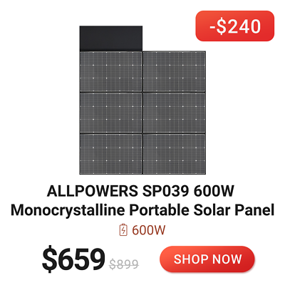 #ad ALLPOWERS 600W Foldable Solar Panel Monocrystalline Waterproof IP67 For Outdoor $649.00