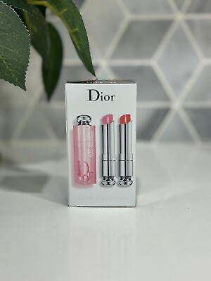 #ad SET Christian Dior Addict Lip REVIVER DUO GLOW Coral Pink Gloss Balm 001 004 $37.99