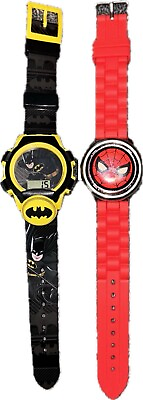 #ad Batman Flashing Icon Watch amp; Spider Man Spinner Top Watch NEW BATTERIES WORKS $16.00