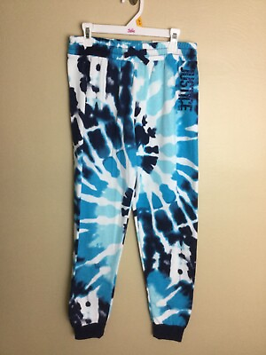 #ad NWT JUSTICE GIRL#x27;S TIE DYE JOGGER SWEATPANTS SZ L 12 14 NAVY and TEAL #4 $13.99