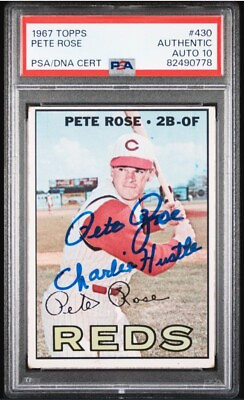 #ad 1967 Topps PETE ROSE Signed Baseball Card #430 PSA DNA Auto 10 Charlie Hustle $328.00