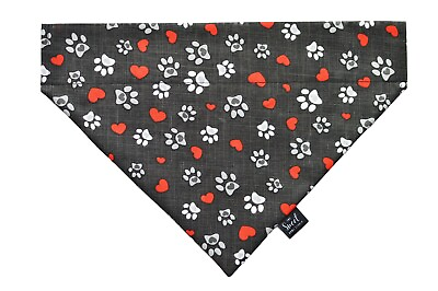 #ad Tossed red hearts and paws Valentine#x27;s Day over collar dog bandana $11.99