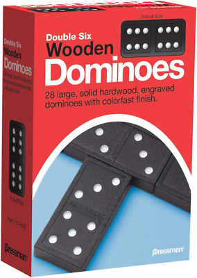 #ad Pressman Toy Double Six Wooden Dominoes 28 Pieces Wooden Dominoes Six $8.79