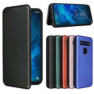 #ad For TCL 10 SE Case ，Carbon Fiber Stand Leather Magnetic Wallet Phone Case Cover $9.99