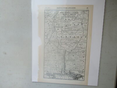 #ad Original Vintage Map of the Gulf Floriday amp; Alabama Railway Co Deep Water 1915 $20.00