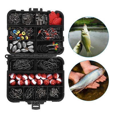 #ad 263 PCS Set Fishing Tackle Box Full Loaded Accessories Hooks Lures Baits Worms $17.99