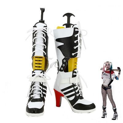 #ad Suicide Squad Harley Quinn Heel Shoes Women Cosplay Boots Custom Made $69.16
