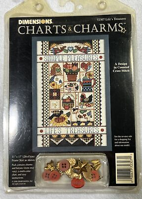 #ad VTG Dimensions 1996 Counted Cross Stitch CHARTS amp; CHARMS Kit Life’s Treasures $22.99
