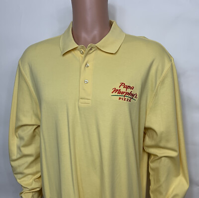 #ad Papa Murphy’s Pizza Long Sleeve Pima Cotton Men’s XL Employee Polo Uniform Work $24.95