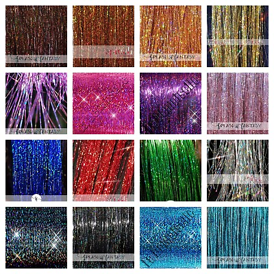 #ad NEW 20quot; 40quot; Sparkling Hair Tinsel 100 STRANDS Choose Color US Seller $10.99