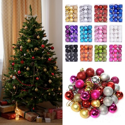 #ad 24 Box Christmas Ball Xmas Tree Ornaments Hanging Baubles Shatterproof Decor $6.99